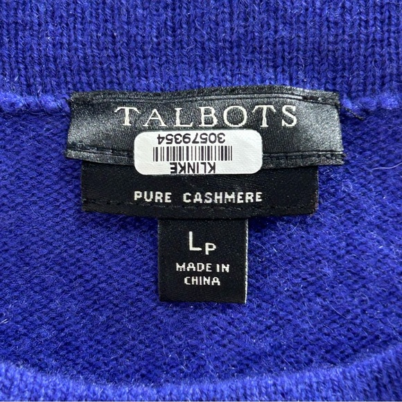 Talbots Blue/Purple Crew Neck Pure Cashmere Sweater Size LP - Picture 5 of 5